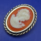 Vintage Cameo Brosche mit Damenprofil in Goldoptik