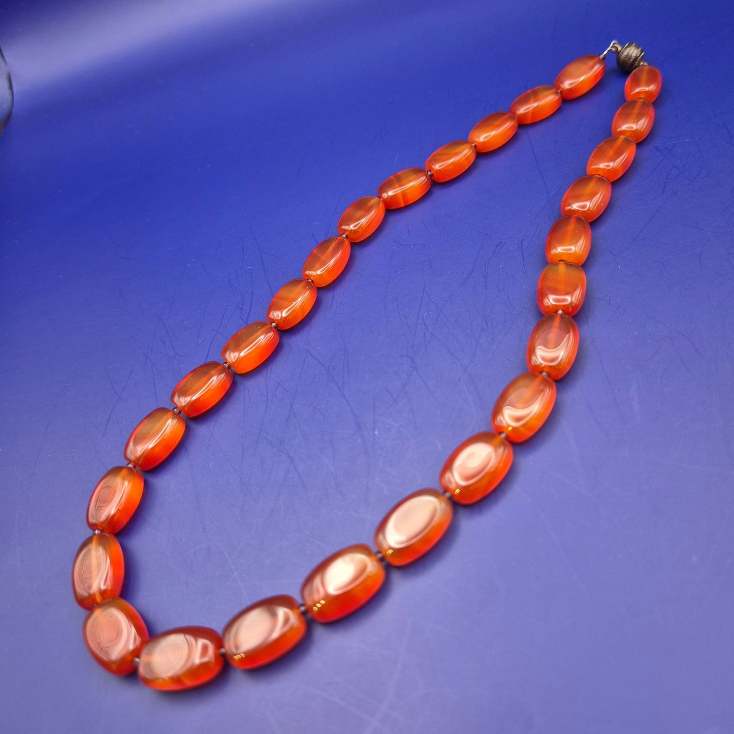 Vintage Achat Kette mit ovalen Elementen honigfarben