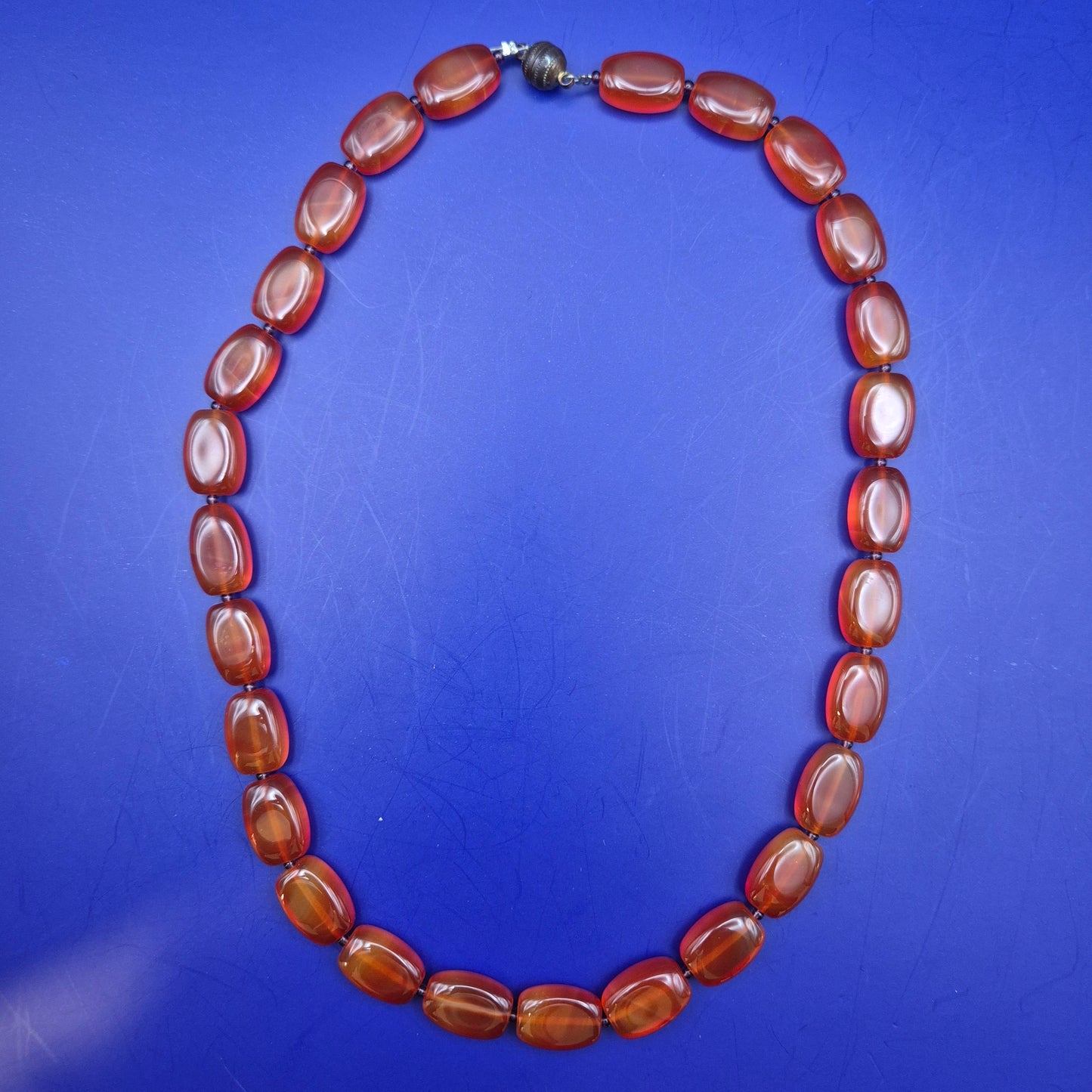 Vintage Achat Kette mit ovalen Elementen honigfarben