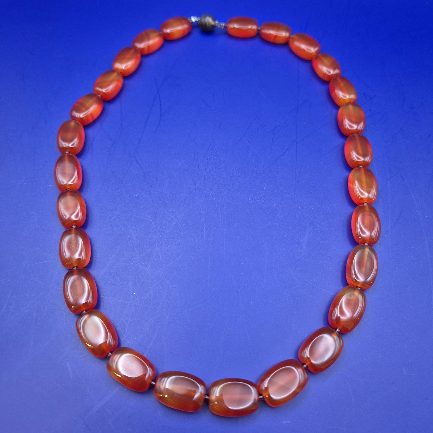 Vintage Achat Kette mit ovalen Elementen honigfarben