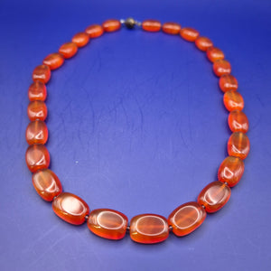 Vintage Achat Kette mit ovalen Elementen honigfarben