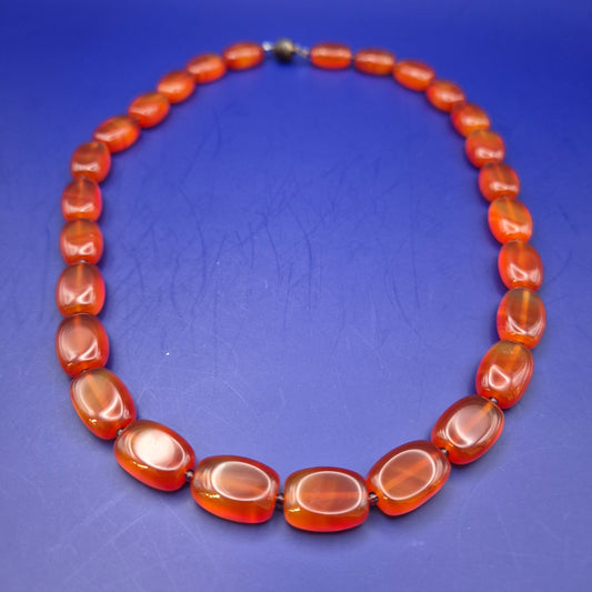 Vintage Achat Kette mit ovalen Elementen honigfarben