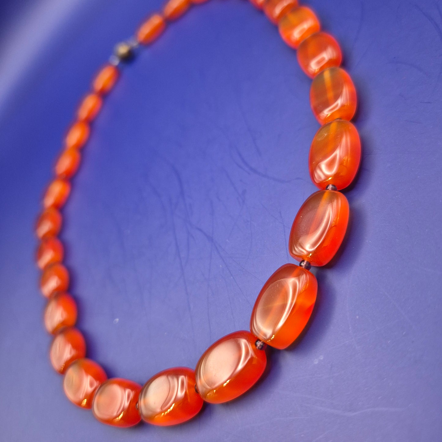 Vintage Achat Kette mit ovalen Elementen honigfarben