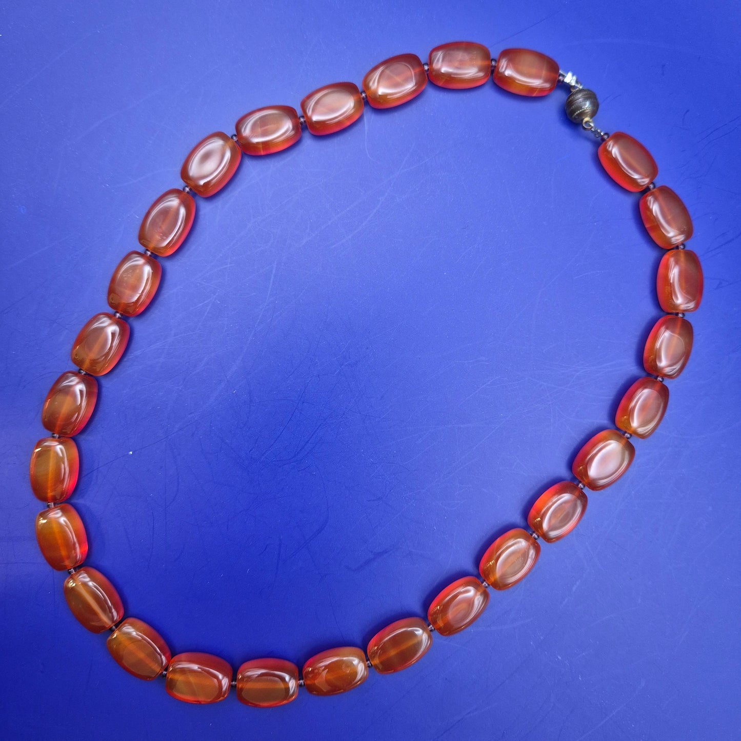 Vintage Achat Kette mit ovalen Elementen honigfarben