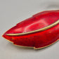 Vintage Blatt Brosche in Goldoptik mit roter Emaille