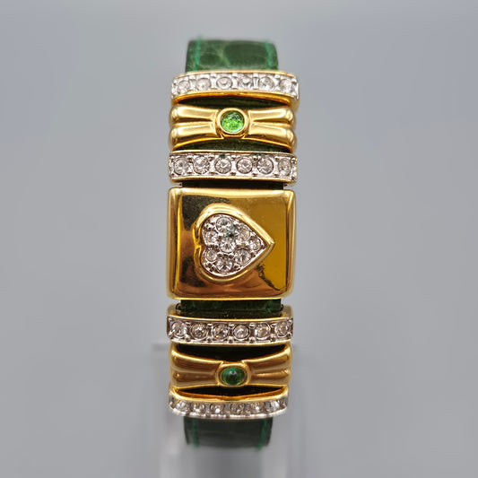 Vintage Damen Armband mit Herz Motiv und Strass Steinen