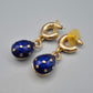 Vintage Ohrhänger Goldfarben mit blauen Emaille Sternen Anhängern