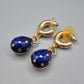 Vintage Ohrhänger Goldfarben mit blauen Emaille Sternen Anhängern