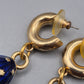 Vintage Ohrhänger Goldfarben mit blauen Emaille Sternen Anhängern