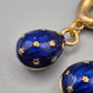 Vintage Ohrhänger Goldfarben mit blauen Emaille Sternen Anhängern
