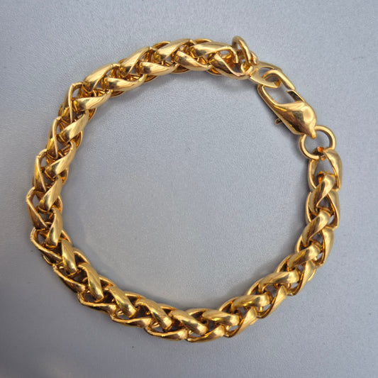 Goldfarbenes Panzerarmband Weizenmuster Vintage Stil