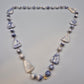 Vintage Kette Blau Weiß Marmorierte Perlen Geometrische Elemente