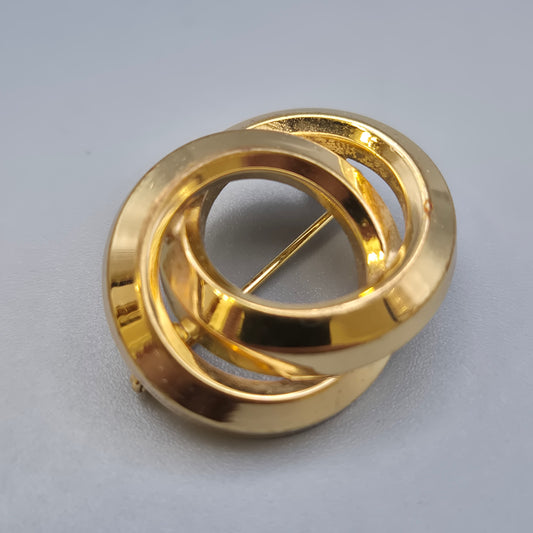 Elegante Vintage Brosche in Goldoptik verschlungene Kreise