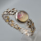 Vintage Q&Q Damen Armbanduhr mit abstraktem Gliederarmband