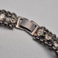 Vintage Strass Armband mit Gliederkette Gunmetal Optik