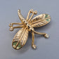 Vintage Libellen Brosche mit Emaille und Strass Goldfarben