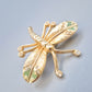Vintage Libellen Brosche mit Emaille und Strass Goldfarben