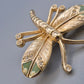 Vintage Libellen Brosche mit Emaille und Strass Goldfarben