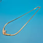Elegante Vintage Collier Halskette mit Steinbesatz und Fischgrätkette