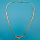 Elegante Vintage Collier Halskette mit Steinbesatz und Fischgrätkette