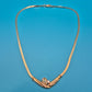 Elegante Vintage Collier Halskette mit Steinbesatz und Fischgrätkette