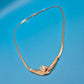 Elegante Vintage Collier Halskette mit Steinbesatz und Fischgrätkette