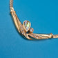 Elegante Vintage Collier Halskette mit Steinbesatz und Fischgrätkette