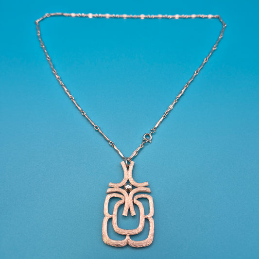 Vintage Statement Kette mit geometrischem Anhänger strukturiert