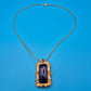 Vintage Kette mit dunkelblauem rechteckigem Anhänger in Goldoptik