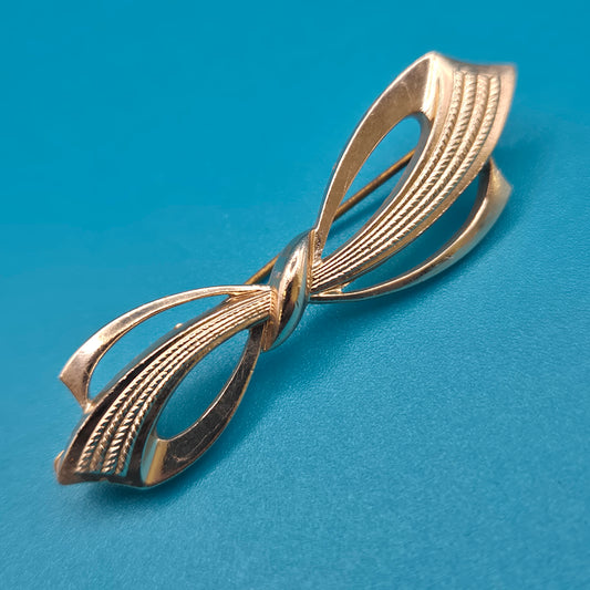 Elegante Vintage Brosche in Schleifenform Goldfarben