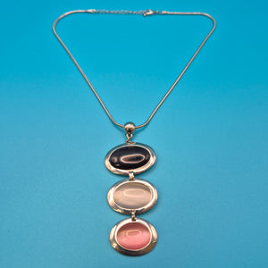 Vintage Statement Kette mit ovalen Cabochon-Anhängern in Pastelltönen