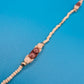 Vintage Kette mit Holzperlen und Goldakzenten 40 cm