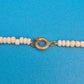 Vintage Kette mit Holzperlen und Goldakzenten 40 cm