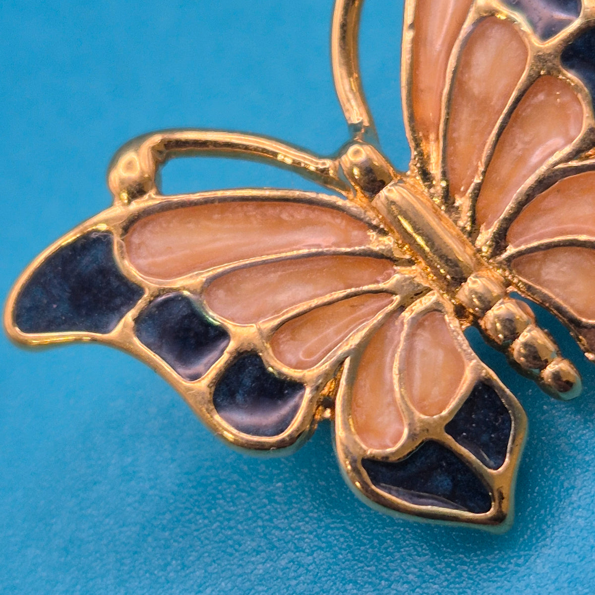 Vintage Schmetterling Brosche Goldfarben Emaille