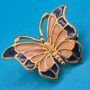 Vintage Schmetterling Brosche Goldfarben Emaille