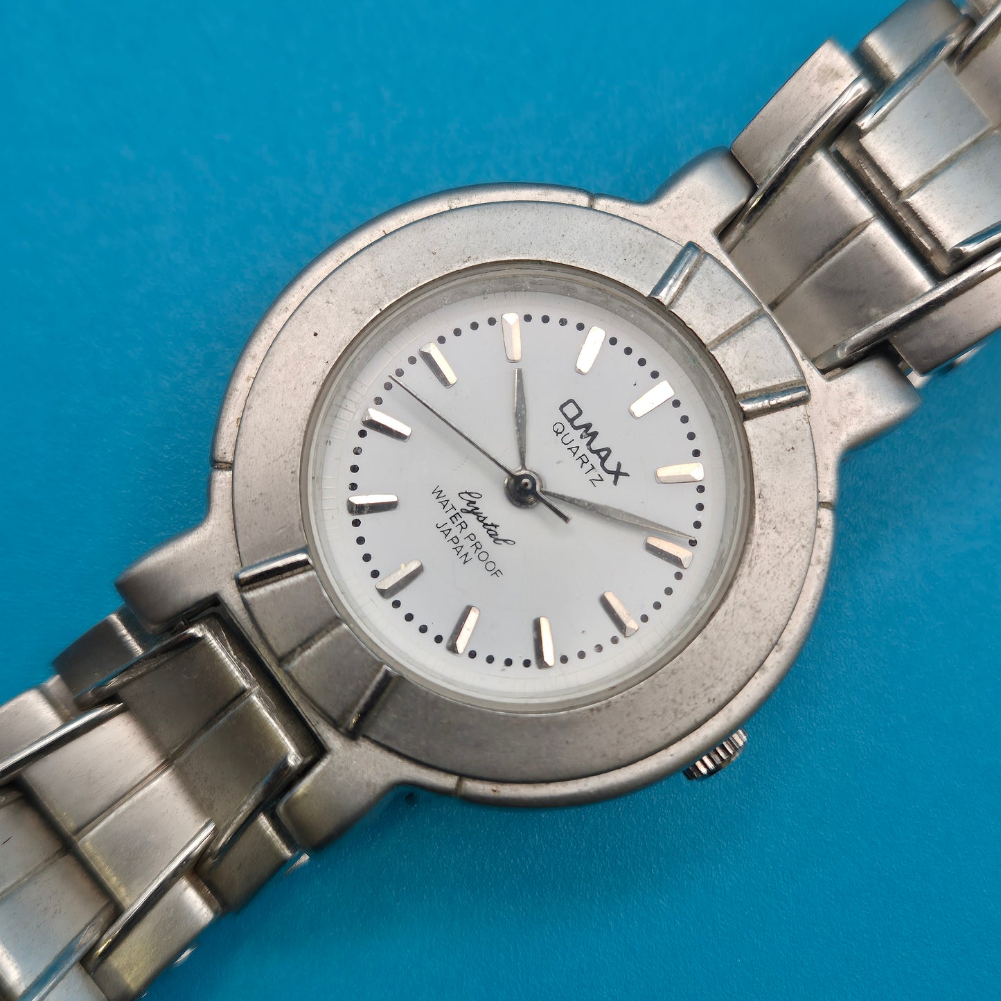 Omax Crystal Quartz Damen Uhr Edelstahl Armbanduhr