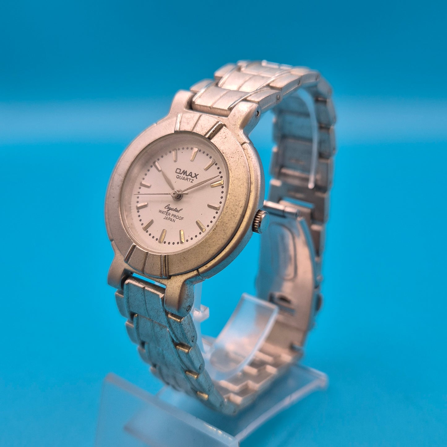 Omax Crystal Quartz Damen Uhr Edelstahl Armbanduhr