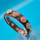 Vintage Lederarmband mit bunten Wechsel-Druckknöpfen Boho-Style