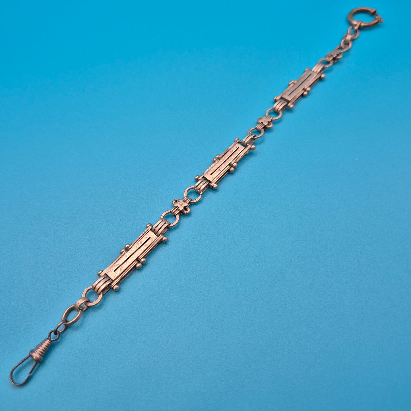Antike viktorianische Uhrkette mit Zierelementen Rosegold-Optik