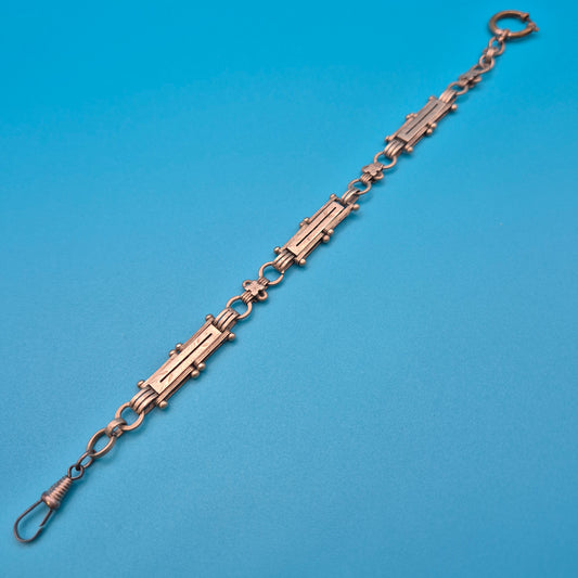 Antike viktorianische Uhrkette mit Zierelementen Rosegold-Optik