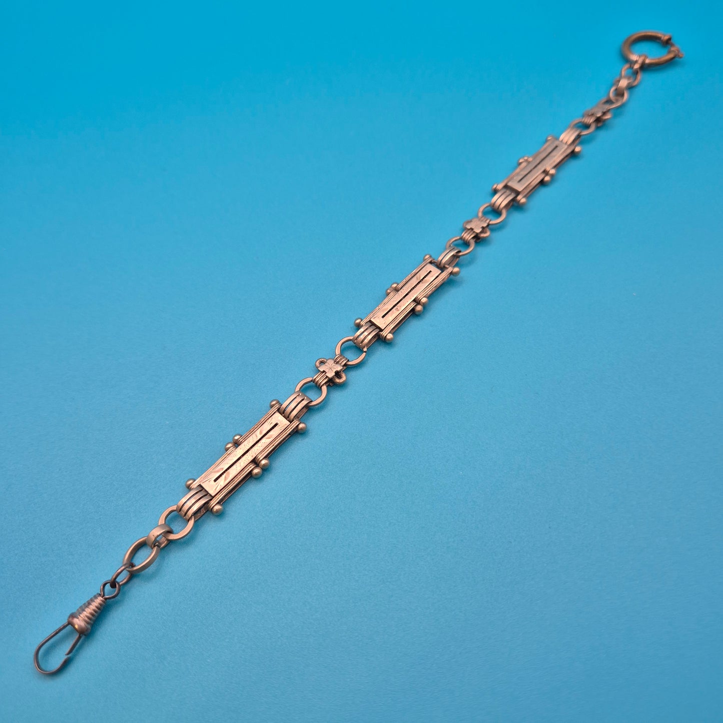 Antike viktorianische Uhrkette mit Zierelementen Rosegold-Optik