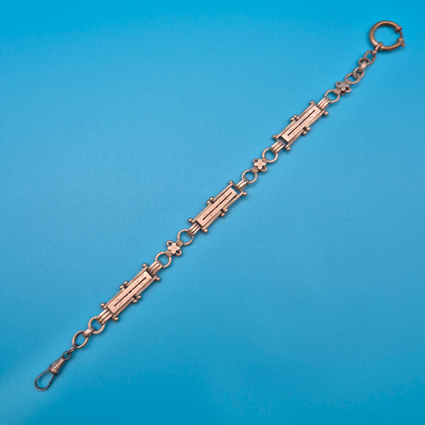Antike viktorianische Uhrkette mit Zierelementen Rosegold-Optik