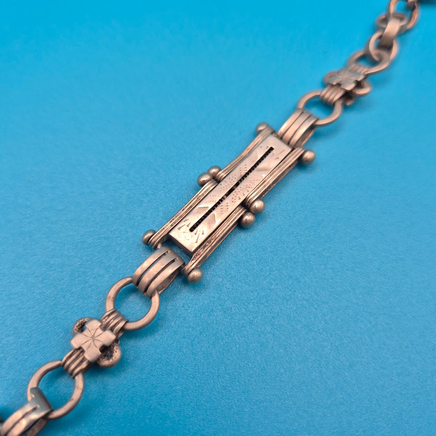 Antike viktorianische Uhrkette mit Zierelementen Rosegold-Optik