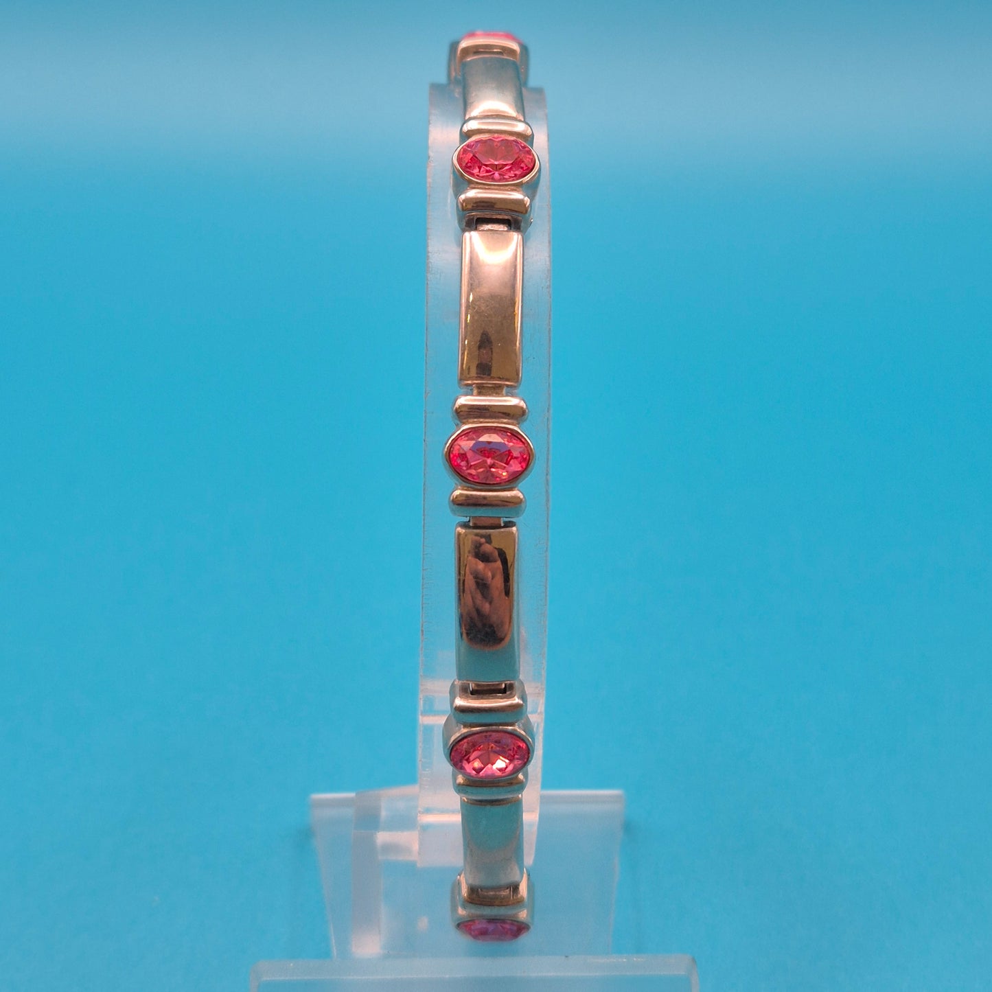 Vintage Armband in Silber-Optik mit pinken Zirkonia-Steinen