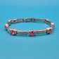 Vintage Armband in Silber-Optik mit pinken Zirkonia-Steinen
