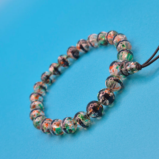Vintage Glasperlen-Armband mit bunter Einlage und Kordelzug