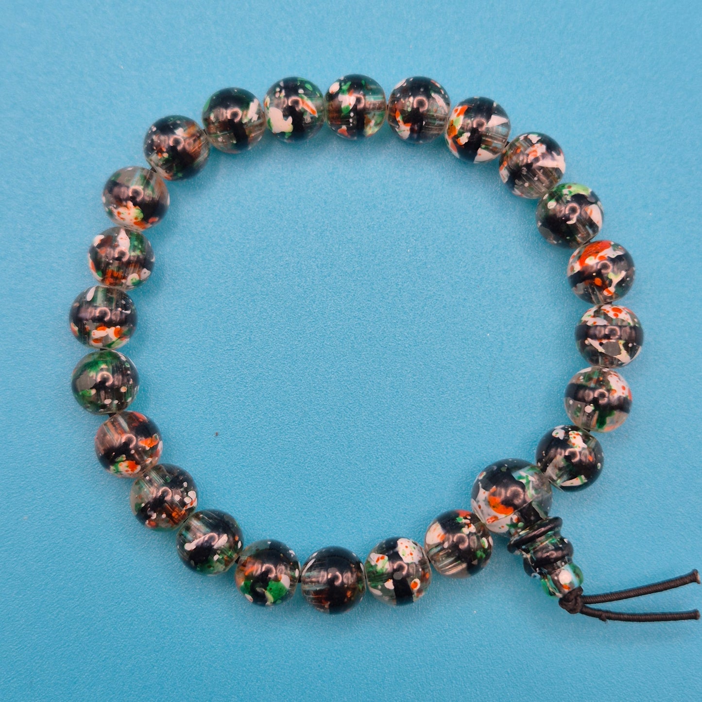 Vintage Glasperlen-Armband mit bunter Einlage und Kordelzug