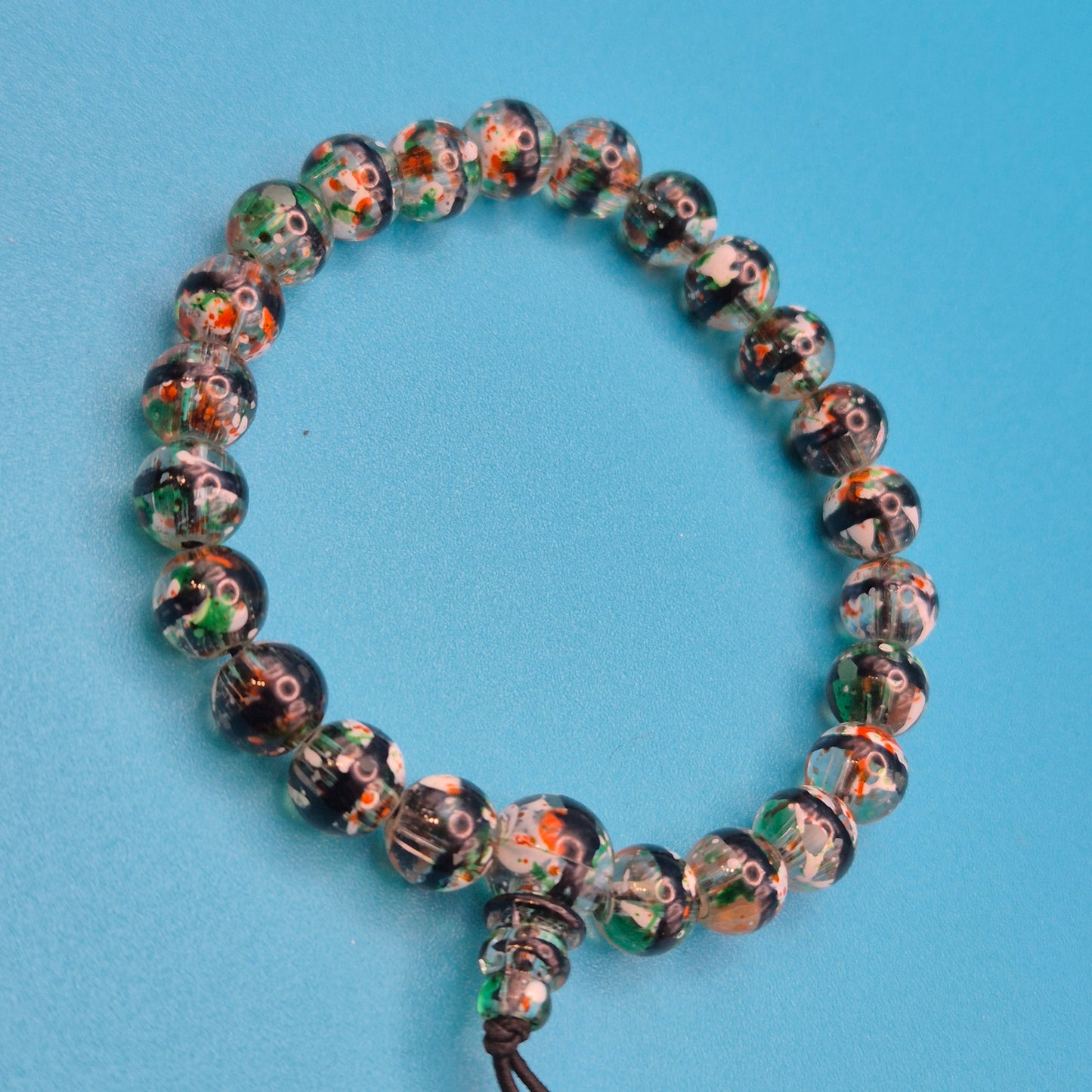 Vintage Glasperlen-Armband mit bunter Einlage und Kordelzug