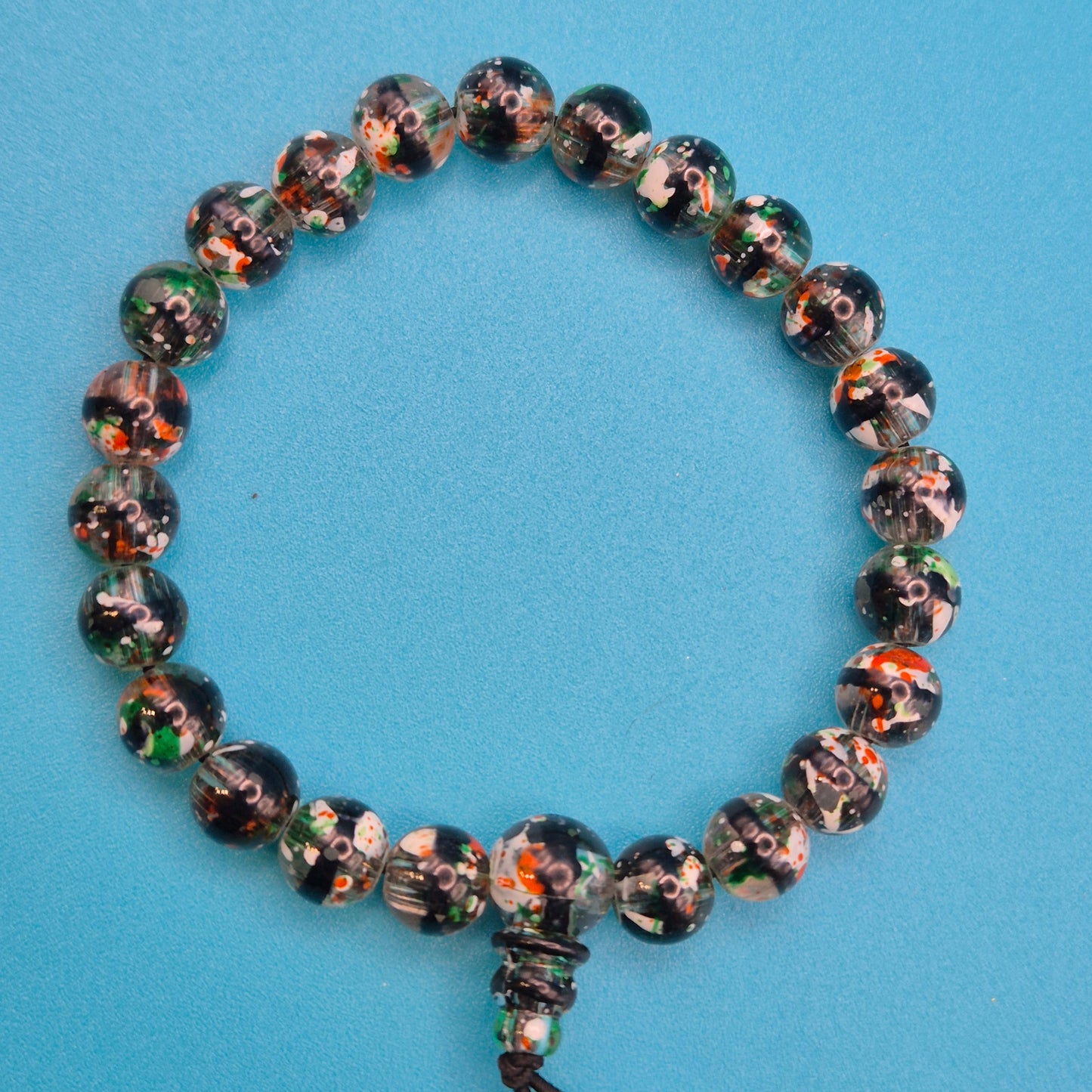 Vintage Glasperlen-Armband mit bunter Einlage und Kordelzug