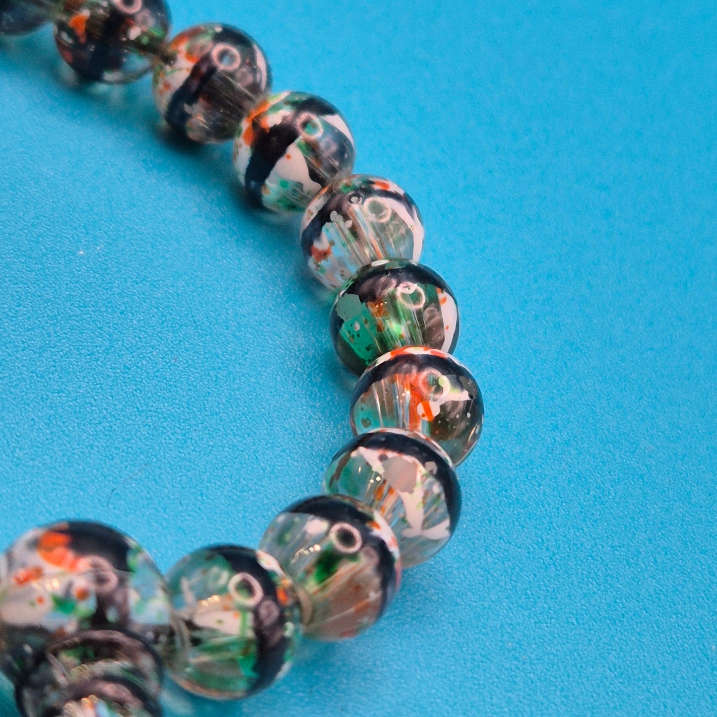 Vintage Glasperlen-Armband mit bunter Einlage und Kordelzug
